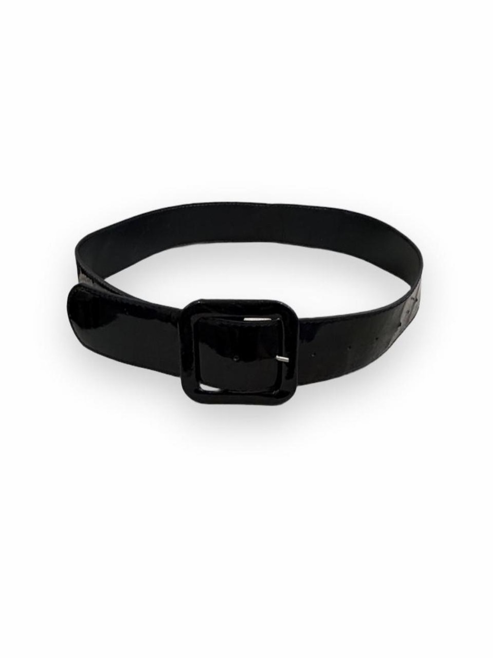 Black Patent Wide Waist Belt Oversized Square Buckle Y2K Mod Goth Punk